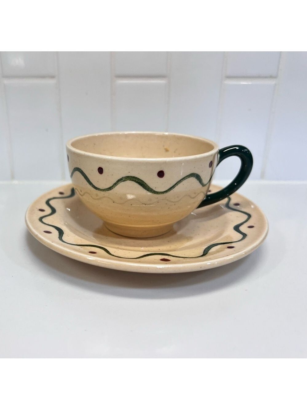 Metlox California Provincial Poppytrail  Rooster Coffee Cup and Saucer Set